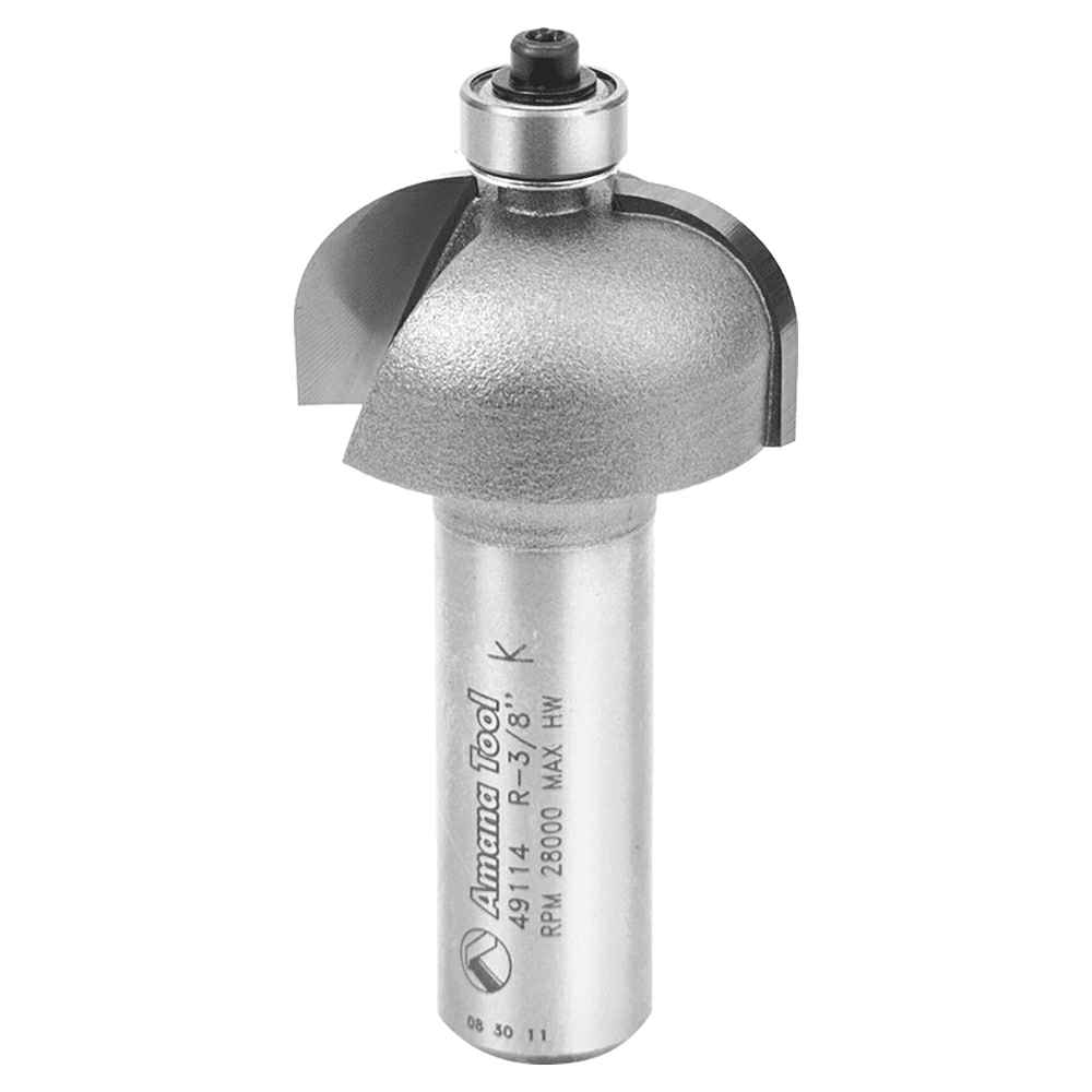 1-1/8" x 3/8" Radius Cove Router Bit, 2-Flute, 1/2" Shank