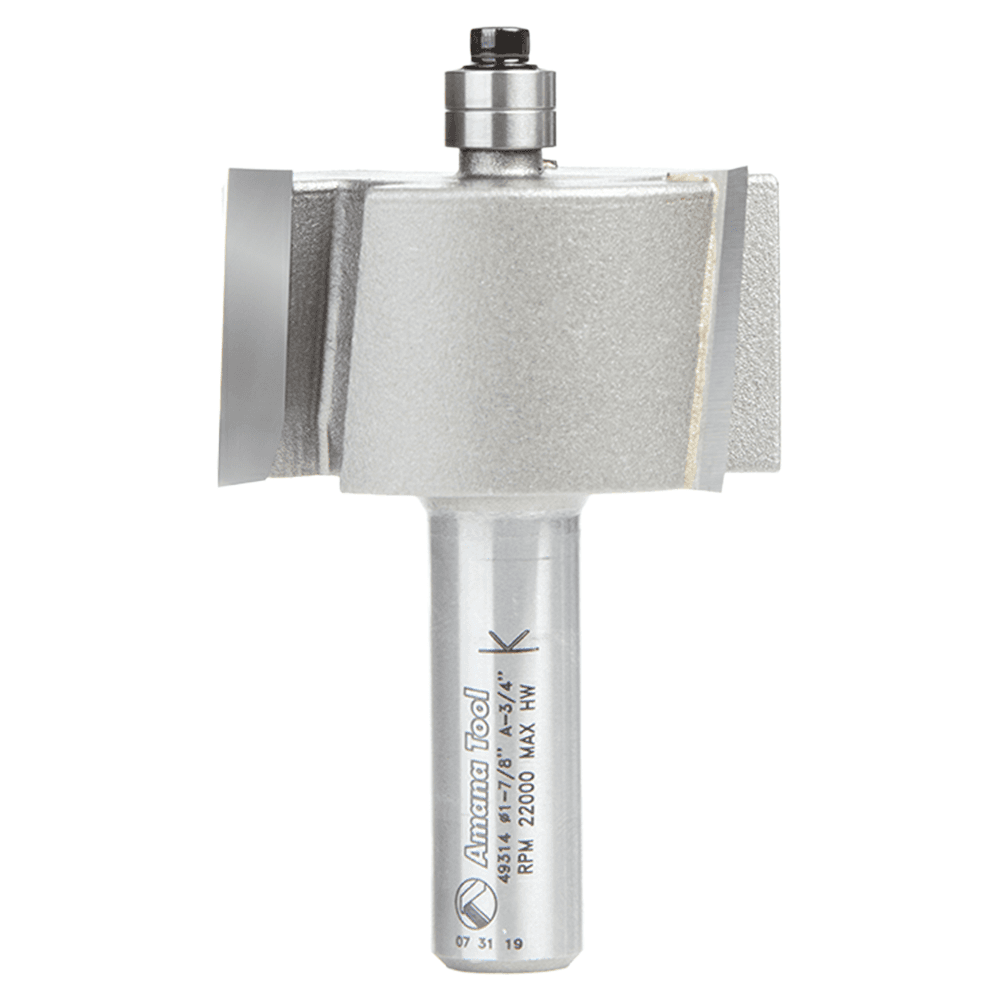3/4" Depth x 1-7/8" Dia x 1" Rabbeting Bit, 3-Flute, 1/2" Shank