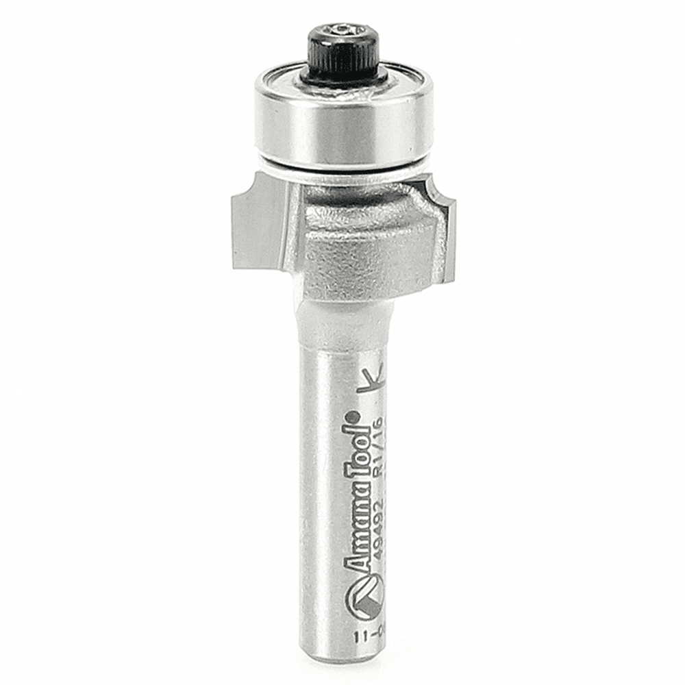 1-3/4" x 1/16" Radius Corner Rounding Bit with Ball Bearing Guide, 2-Flute, 1/4" Shank