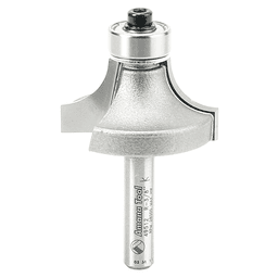 2-3/16" x 3/8" Radius Corner Rounding Bit with Ball Bearing Guide, 2-Flute, 1/4" Shank