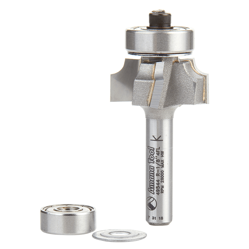 7/8" x 1/8" Radius Corner Rounding/Beading Router Bit, 4-Flute, 1/4" Shank