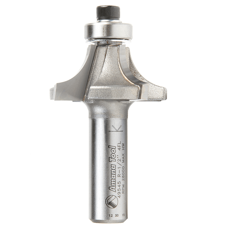 1-5/8" x 1/2" Radius Corner Rounding/Beading Router Bit, 4-Flute, 1/2" Shank