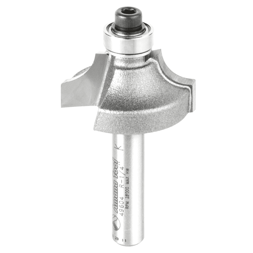 1" x 1/4" Radius Beading Router Bit with Ball Bearing Glide, 2-Flute, 1/4" Shank