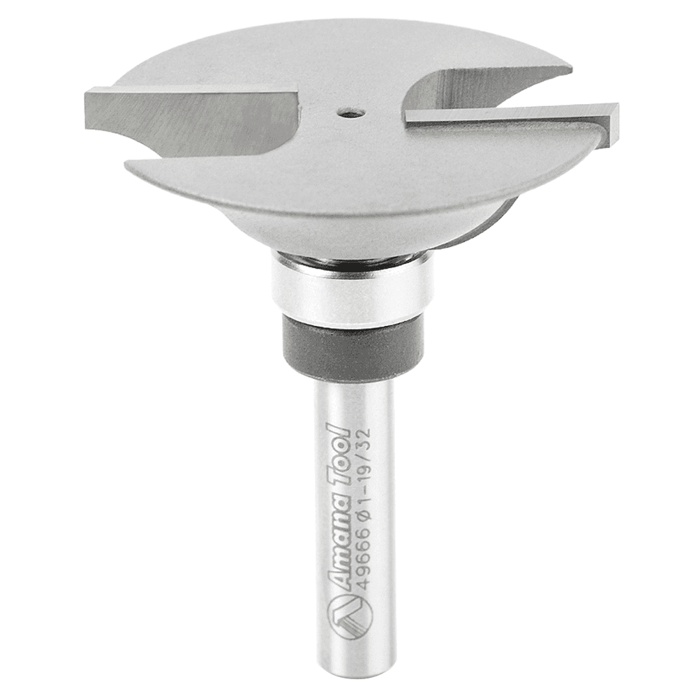 1-19/32" x 2" Ogee Rail Router Bit, 2-Flute, 1/4" Shank