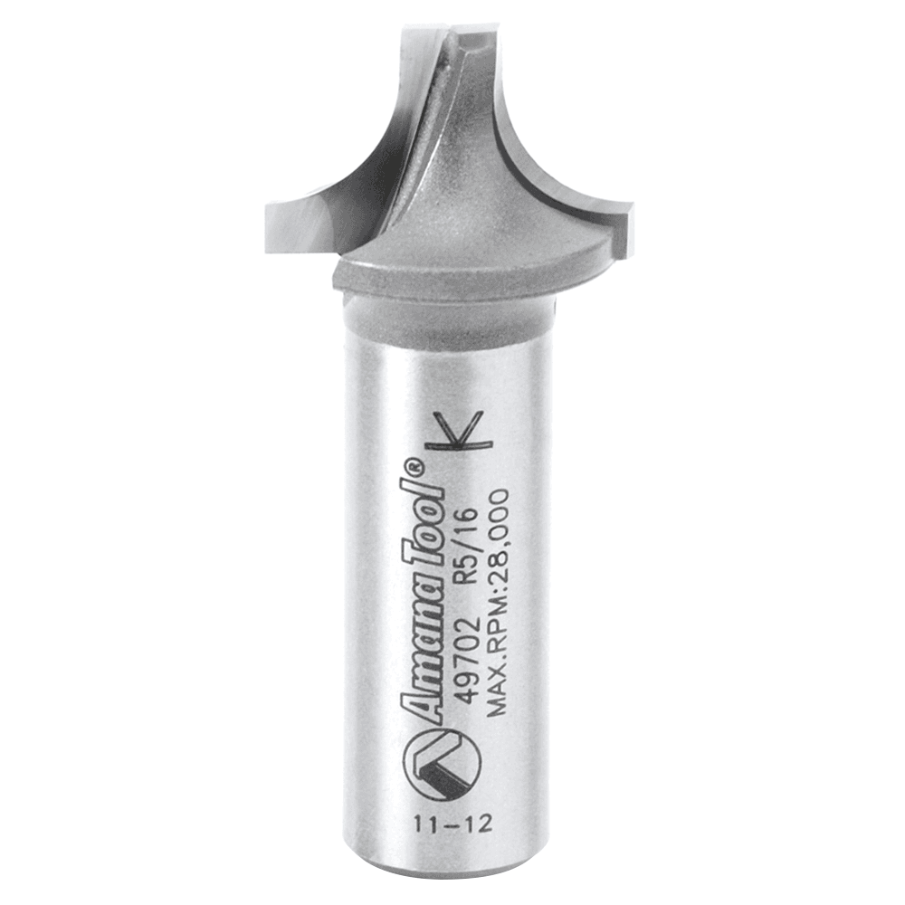 7/8" x 5/16" Radius Plunging Round Over Bit, 2-Flute, 1/2" Shank