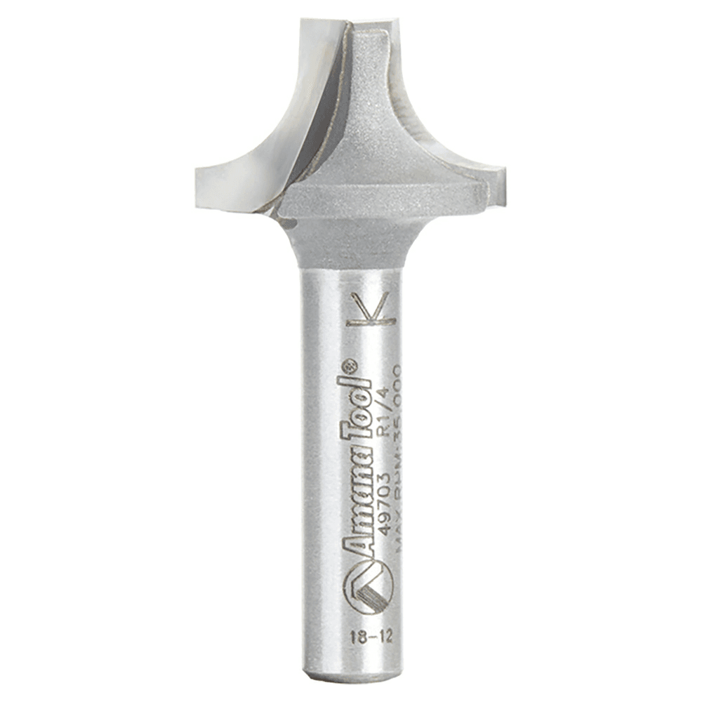 3/4" x 1-39/64" x 1/4" Radius Plunging Round Over Bit, 2-Flute, 1/4" Shank