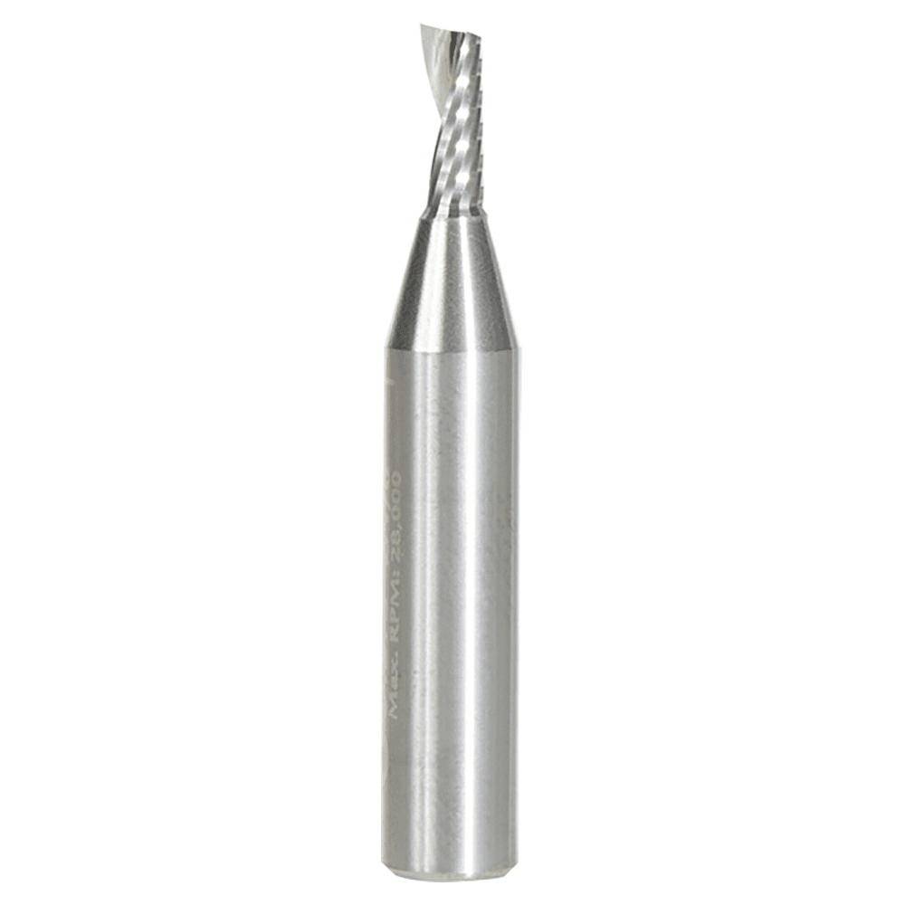 1/8" x 1-1/2" Up-Cut 'O' Aluminum Cutting CNC Spiral Router Bit, 1-Flute, 1/4" Shank