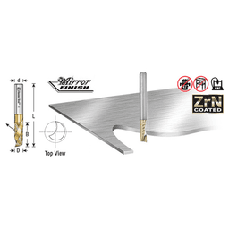 1/32" x 2" x 3/16" Up-Cut 'O' Aluminum Cutting CNC Spiral Router Bit, 1-Flute, 1/4" shank