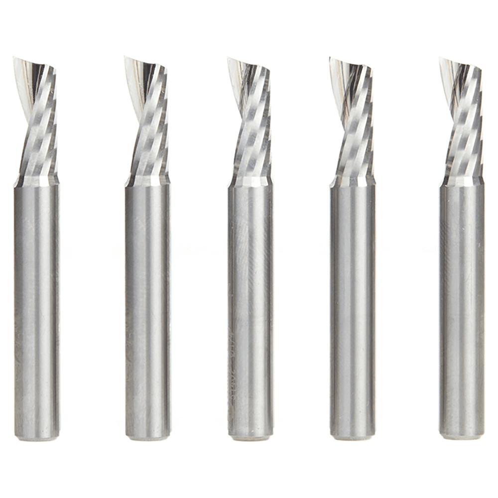 1/4" x 5/8" Up-Cut 'O' Aluminum Cutting CNC Spiral Router Bit, 1-Flute, 1/4" shank (5/Pack)