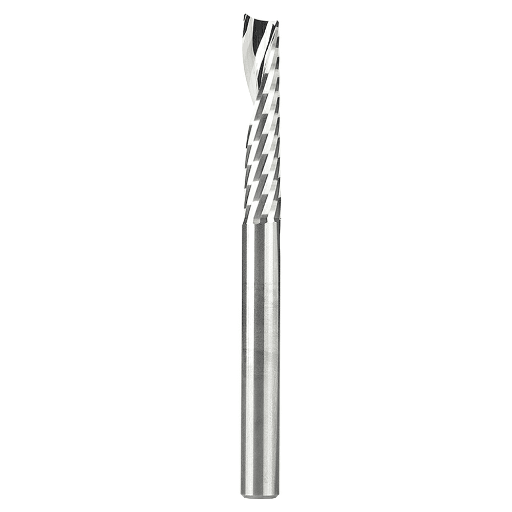 1/4" x 3" x 1-/4" Up-Cut 'O' Plastic Cutting CNC Spiral Router Bit, 1-Flute, 1/4" Shank