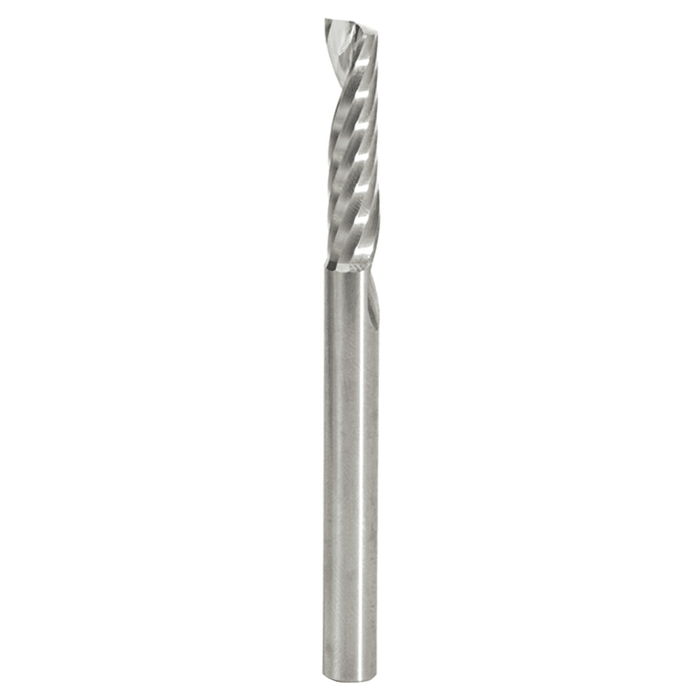 1/4" x 3" x 1-1/16" Up-Cut 'O' Plastic Cutting CNC Spiral Router Bit, 1-Flute, 1/4" Shank