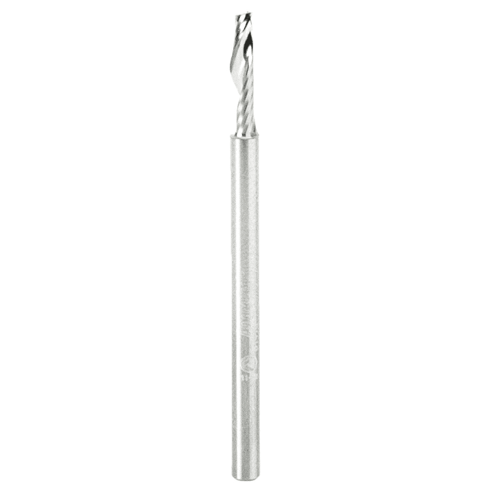 1/8" x 2" Up-Cut 'O' Plastic Cutting CNC Spiral Router Bit, 1-Flute, 1/8" Shank
