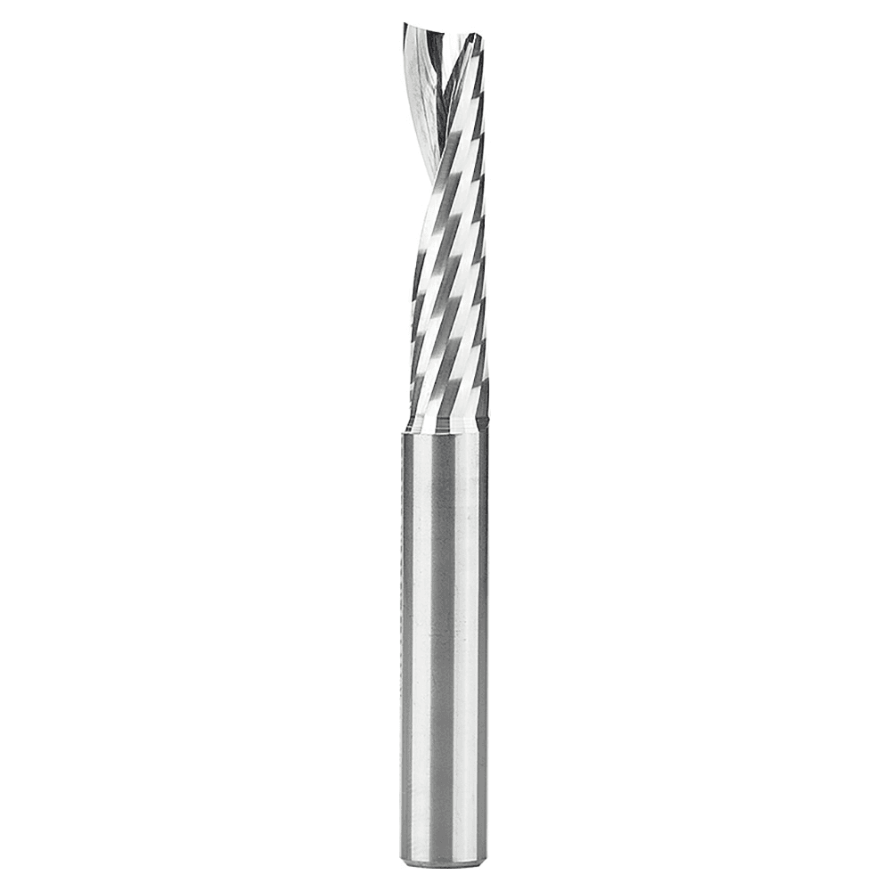 3/8" x 3-1/2" Up-Cut 'O' Plastic Cutting CNC Spiral Router Bit, 1-Flute, 3/8" Shank