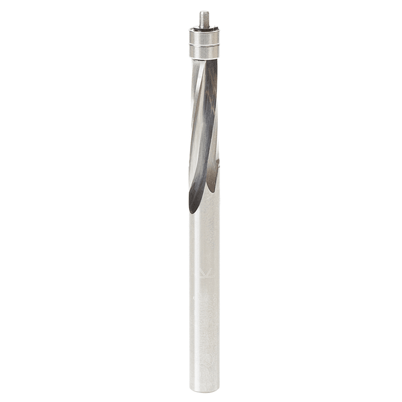 1/4" x 3" Plastic Spiral Flush Trim Bit with Double Ball Bearing, 1/4" Shank
