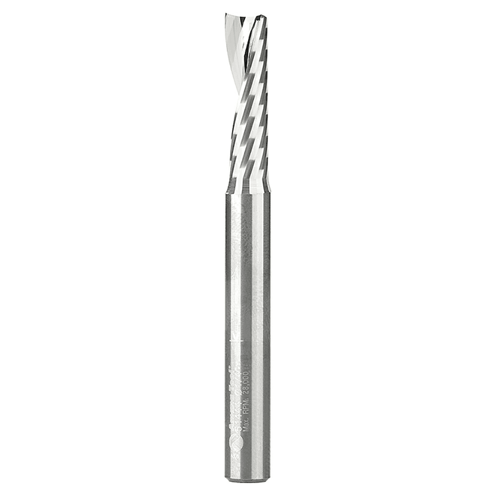 1/4" x 2-1/2" x 7/8" Up-Cut 'O' Plastic Cutting CNC Spiral Router Bit, 1-Flute, 1/4" Shank