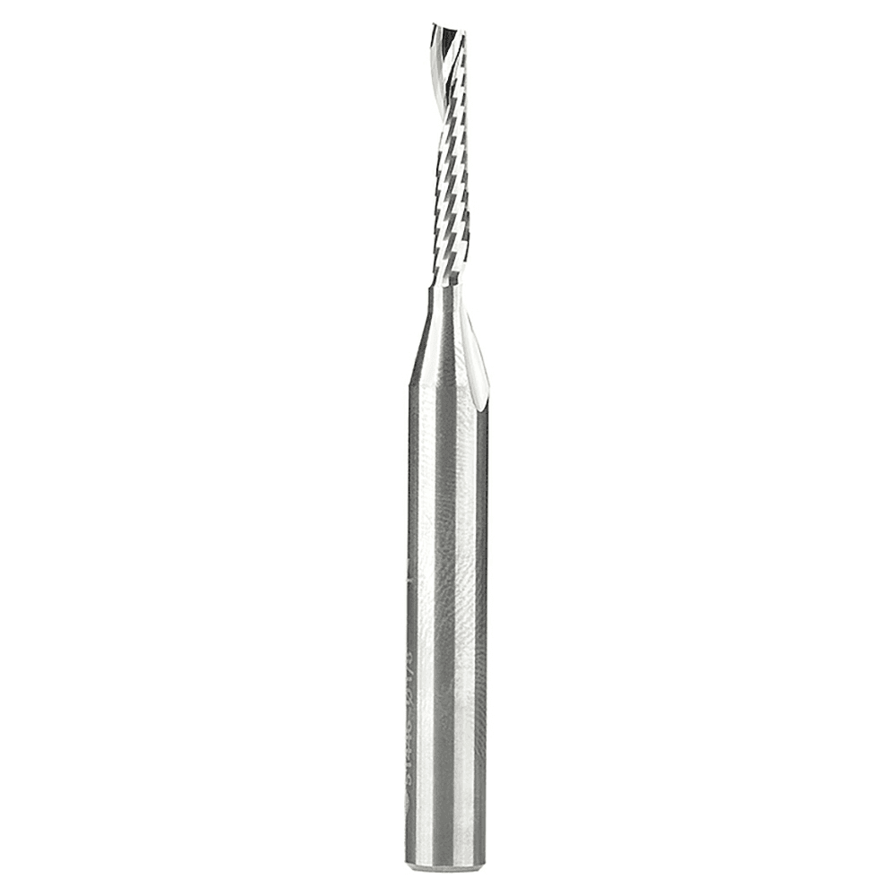 1/8" x 2-1/2" Up-Cut 'O' Plastic Cutting CNC Spiral Router Bit, 1-Flute, 1/4" Shank