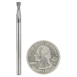 1/8" Dia x 1/4" CNC Solid Carbide Spiral Router Bit for Steel/Stainless Steel with AlTiN Coating 2-Flute, 1/8" Shank, 2" Long Up-Cut Router Bit, 45º Corner Chamfer End Mill