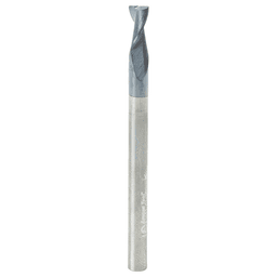3/16" Dia x 3/8" CNC Solid Carbide Spiral Router Bit for Steel/Stainless Steel with AlTiN Coating 2-Flute, 3/16" Shank, 2-1/2" Long Up-Cut Router Bit, 45º Corner Chamfer End Mill