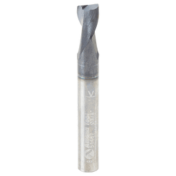 3/8" Dia x 1/2" CNC Solid Carbide Spiral Router Bit for Steel/Stainless Steel with AlTiN Coating 2-Flute, 3/8" Shank, 3" Long Up-Cut Router Bit, /45º Corner Chamfer End Mill