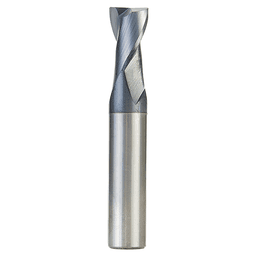 1/2" Dia x 3/4" CNC Solid Carbide Spiral Router Bit for Steel/Stainless Steel with AlTiN Coating 2-Flute, 1/2" Shank, 3" Long Up-Cut Router Bit, 45º Corner Chamfer End Mill