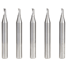 1/8" x 1/4" Up-Cut 'O' Aluminum Cutting CNC Spiral Router Bit, 1-Flute, 1/4" shank (5/Pack)