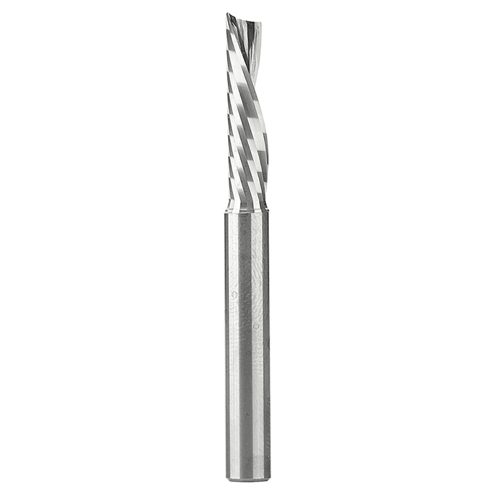 1/4" x 2-1/2" Down-Cut 'O' Plastic Cutting CNC Spiral Router Bit, 1-Flute, 1/4" Shank