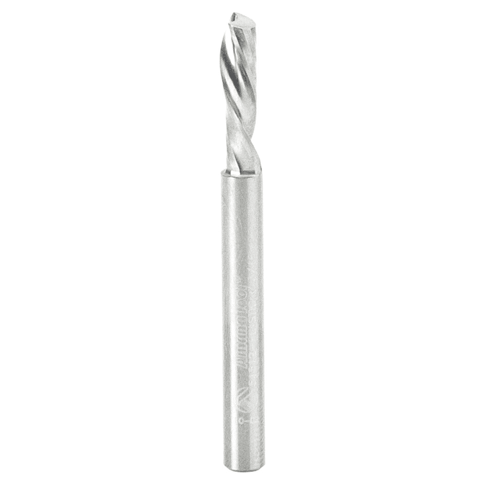 3/16" x 2" Down-Cut 'O' Plastic Cutting CNC Spiral Router Bit, 1-Flute, 3/16" Shank