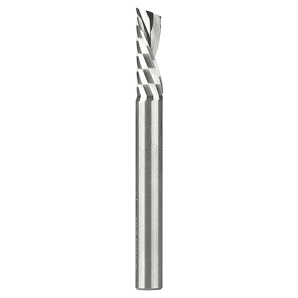 1/4" x 2-1/2" x 3/4" Down-Cut 'O' Plastic Cutting CNC Spiral Router Bit, 1-Flute, 1/4" Shank