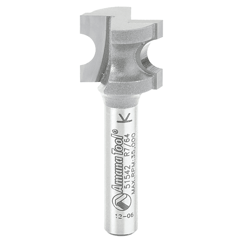 19/32" x 7/64" Radius Bull Nose Router Bit, 2-Flute, 1/4" Shank