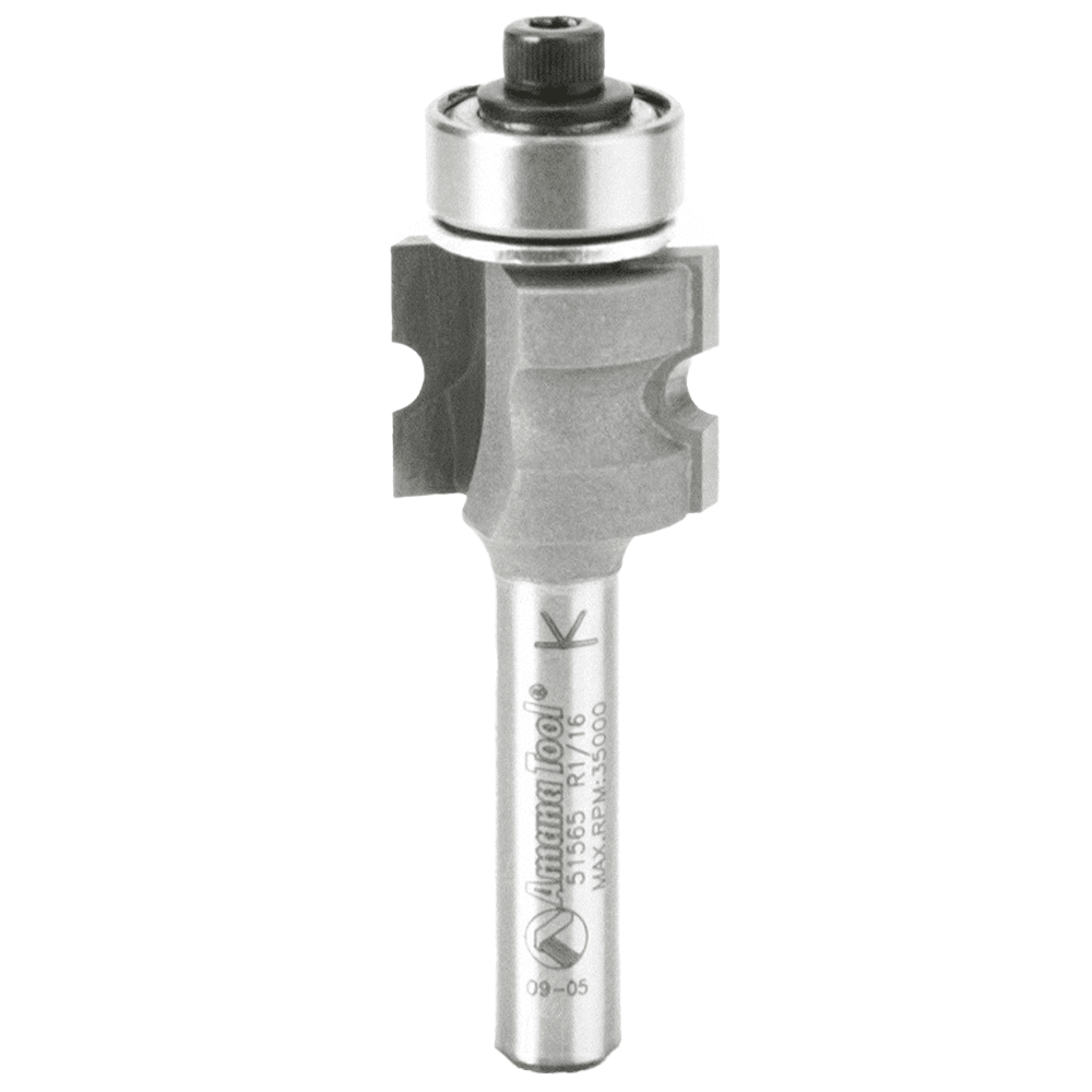 5/8" Dia x 1/2" Carbide Tipped Bull Nose Bit, 2-Flute, 1/4" Shank