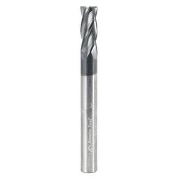 1/4" Dia x 5/8" CNC Solid Carbide Spiral Router Bit for Steel/Stainless Steel with AlTiN Coating 4-Flute, 1/4" Shank, 2-3/8" Long Up-Cut Router Bit, 45º Corner Chamfer End Mill