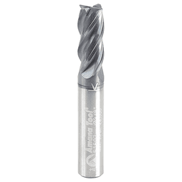 3/8" Dia x 7/8" CNC Variable Helix Spiral Router Bit, Corner Radius Bottom, 3/8" Shank x 0.020 Radius Solid Carbide AlTiN Coated Up-Cut End Mill
