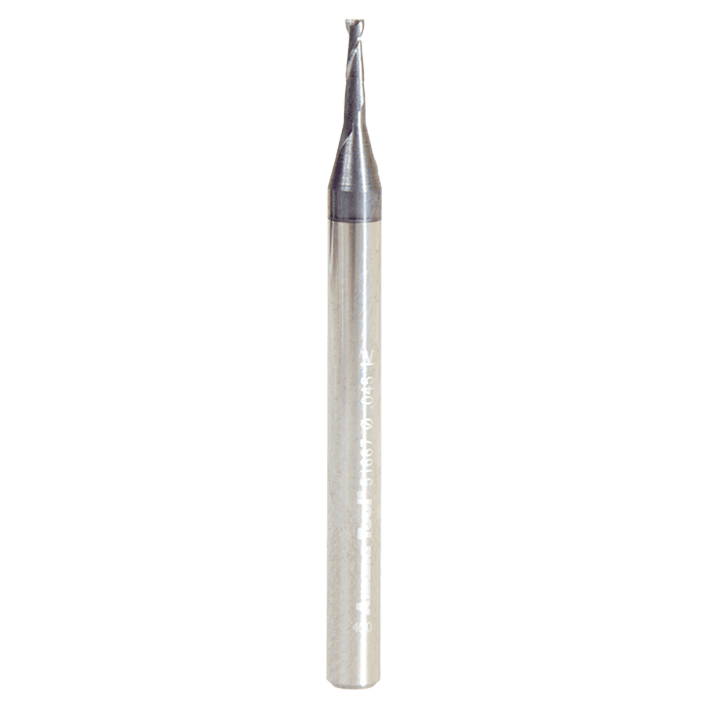 0.045" AlTiN Coated CNC Steel Square Mini End Mill Bit, 2-Flute