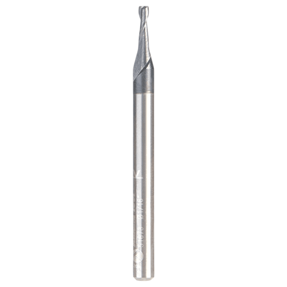 1/16" Dia x 3/16" CNC Solid Carbide Up-Cut Spiral Router Bit for Steel/Stainless Steel with AlTiN Coating 2-Flute, 1/8" Shank