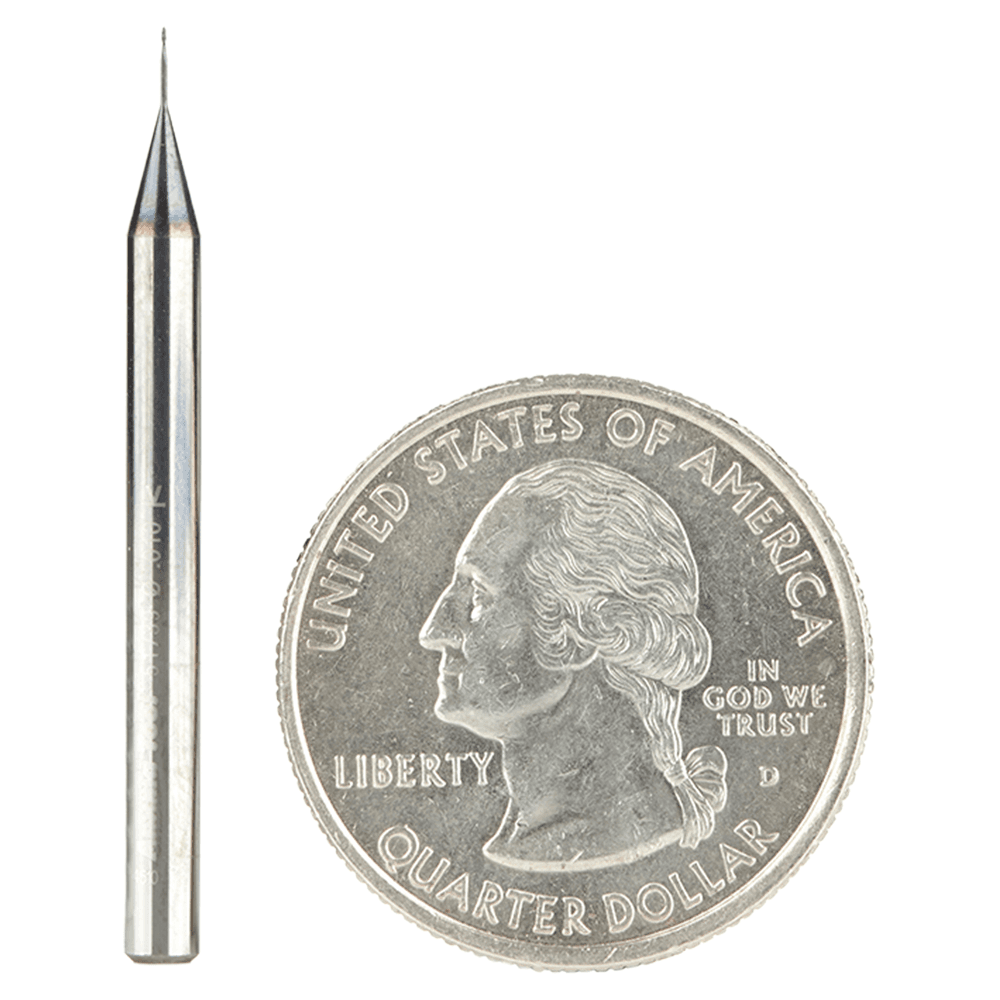 0.010" AlTiN Coated CNC Steel Ball End Mini Mill Bit, 2-Flute