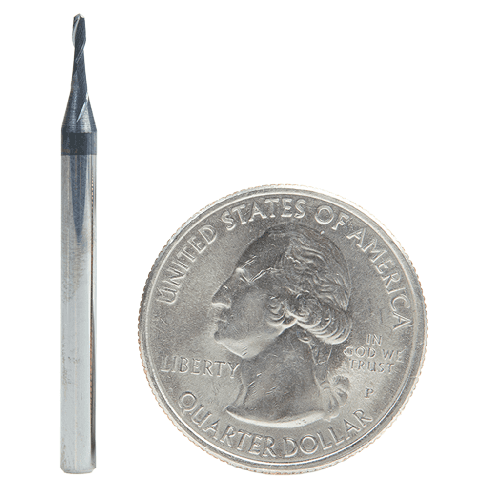 0.050" AlTiN Coated CNC Steel Ball End Mini Mill Bit, 2-Flute
