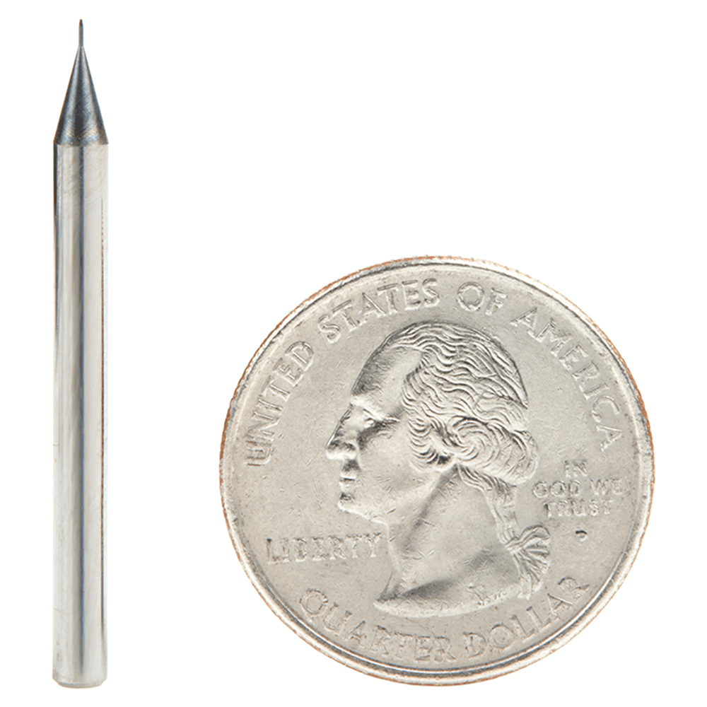0.010" AlTiN Coated CNC Steel Ball End Mini Mill Bit, 4-Flute