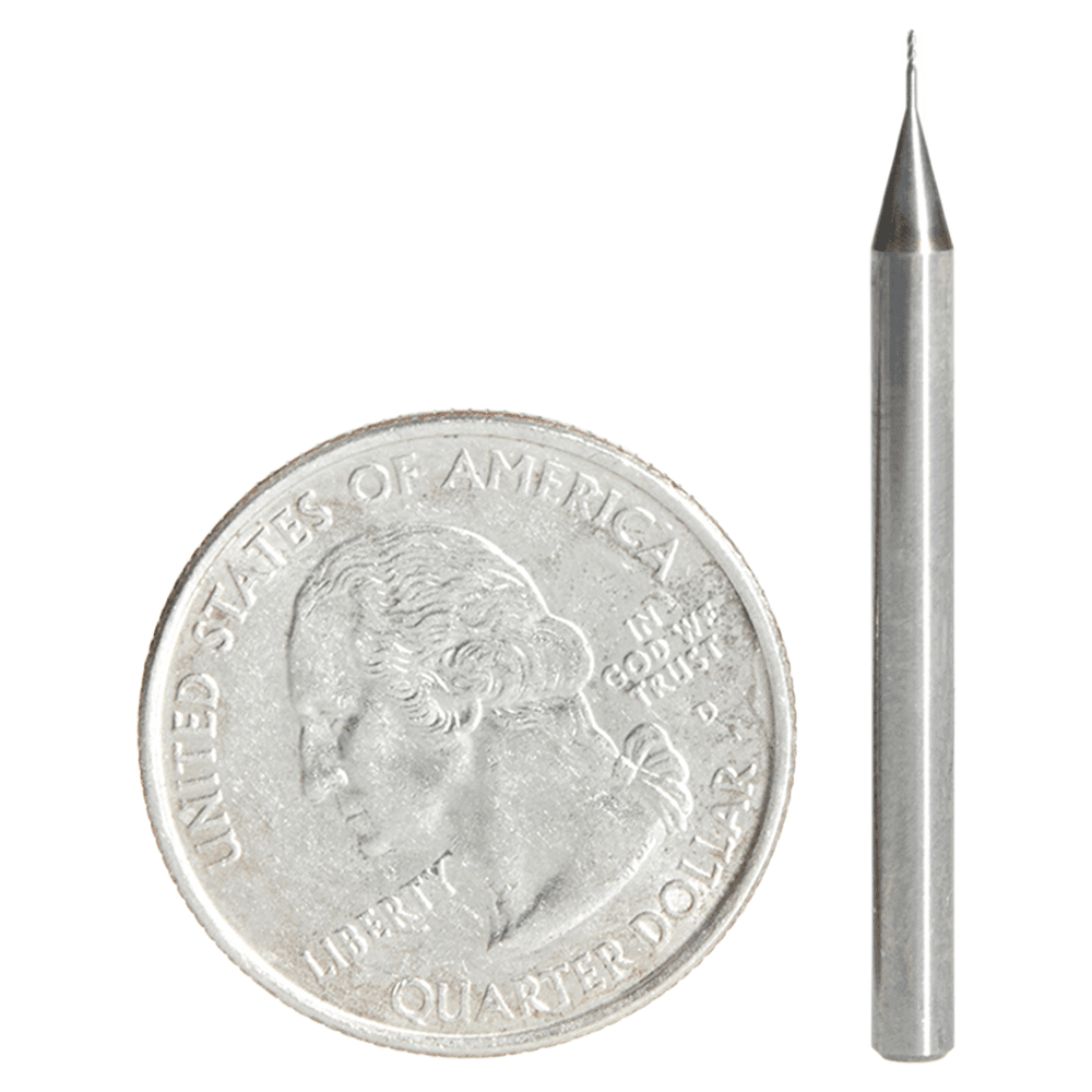 0.015" AlTiN Coated CNC Steel Ball End Mini Mill Bit, 4-Flute