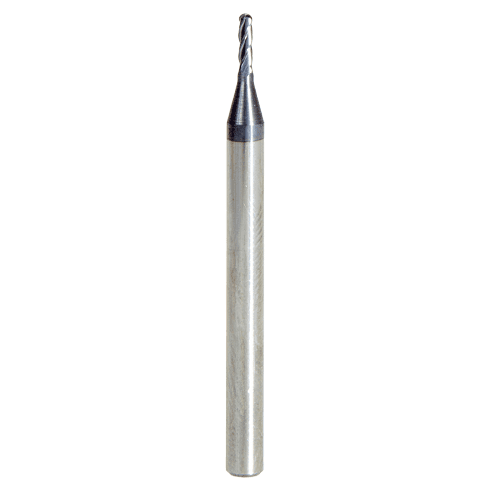 0.050" AlTiN Coated CNC Steel Ball End Mini Mill Bit, 4-Flute