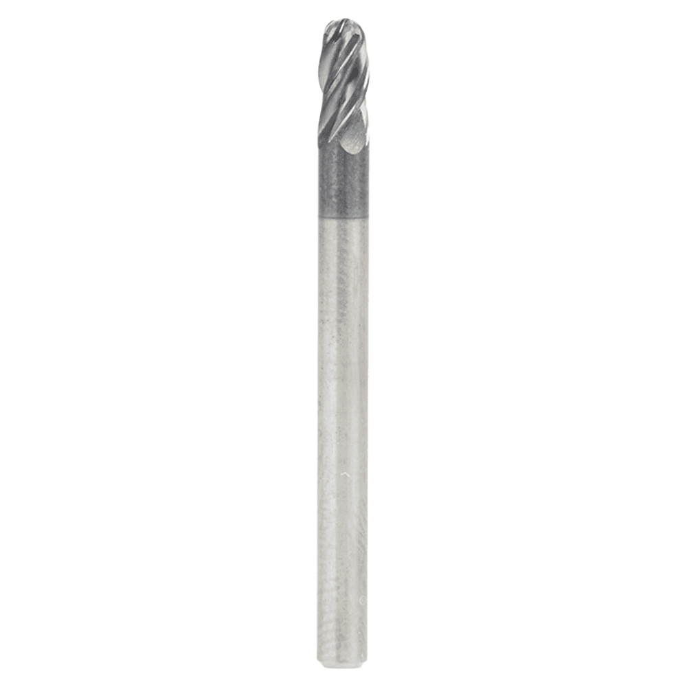 1/8" Dia x 1/4" High Performance Solid Carbide CNC Steel, Helix Spiral Ball Nose with AlTiN Coating 4-Flute, 1/8 "Shank, 1-1/2" Long Up-Cut Router Bit, /End Mill