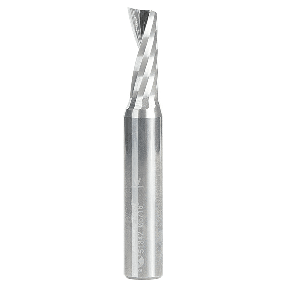 5/16" x 2-1/2" x 13/16" Up-Cut 'O' Aluminum Cutting CNC Spiral Router Bit, 1-Flute, 3/8 shank