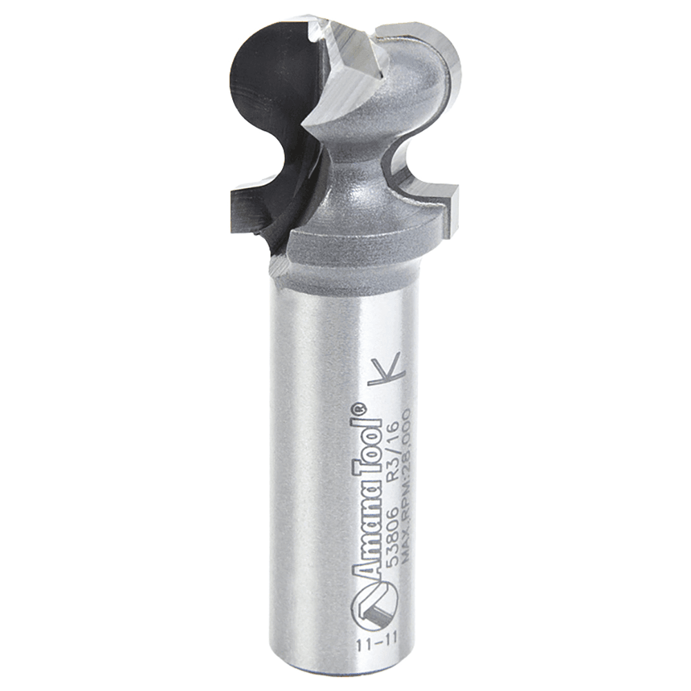 3/4" Dia x 3/4" Carbide Tipped Finger Grip Bit, 3/32" x 3/16" Radius, 1/2" Shank