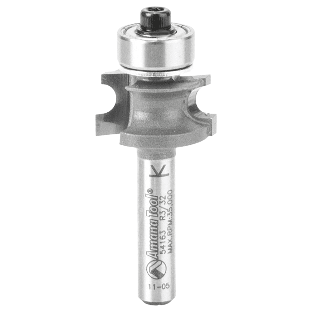 49/64" Dia x 25/64" Carbide Tipped Corner Round Bit, 3/32 Radius, 1/4" Shank