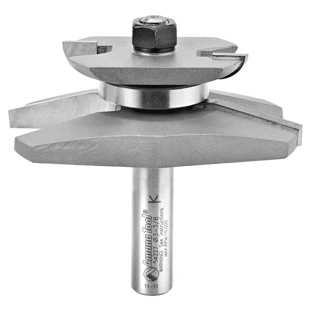 3-3/8" Dia x 1-1/16" Carbide Tipped Traditional Raised Panel Bit with Back Cutter 15° x 1-3/8" Angle, 1/2" Shank