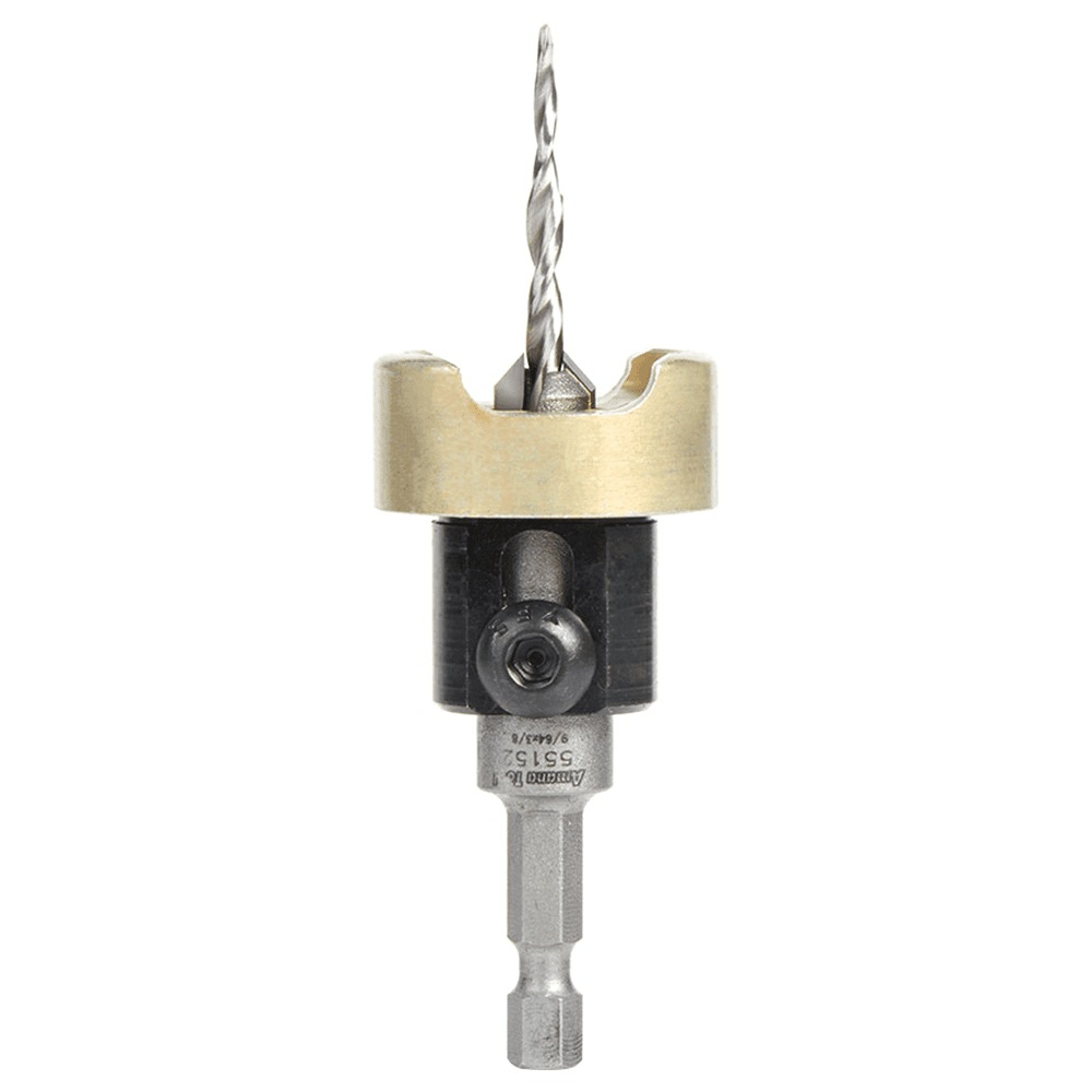 3/8" x 9/64" Carbide Tipped Countersink Bit with Tapered Drill/Adjustable Depth Stop, #6 Screw