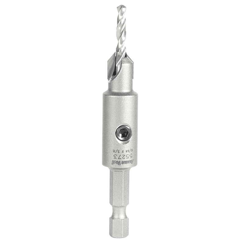 3/8" Carbide Tipped Replacement Countersink Bit with Slow Spiral M2 Drill, #6 Screw