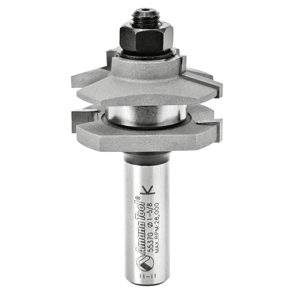 1-5/8" Dia x 11/16" Carbide Tipped Traditional Reversible Stile and Rail Assembly, 1/2" Shank