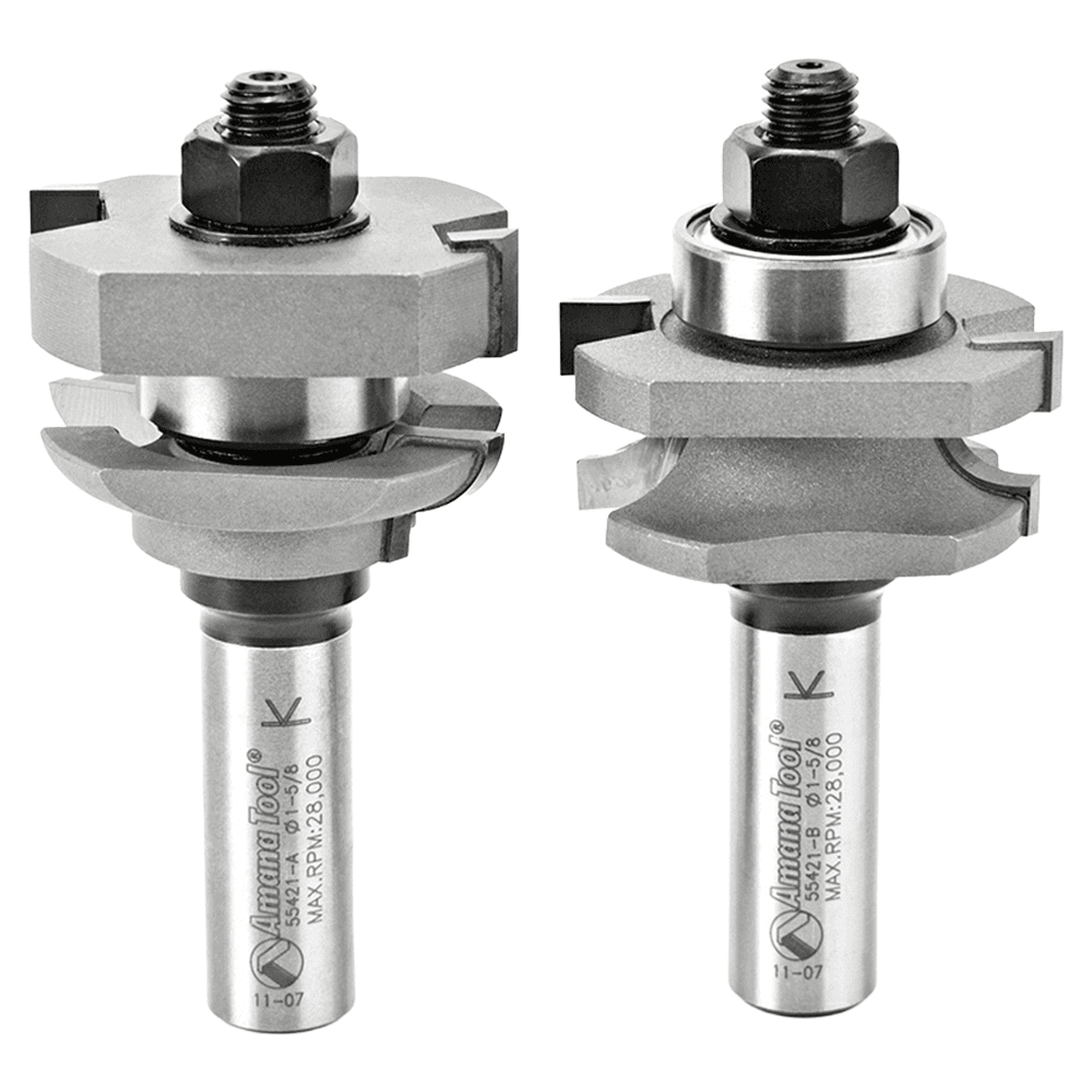 1-5/8" Dia x 11/16" Carbide Tipped Concave Stile/Rail 5/32" Radius, 1/2" Shank Set (2-Piece)