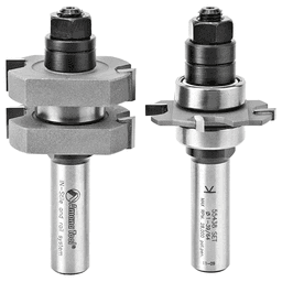 1-5/8" Dia x 5/8" to 1-1/8" Carbide Tipped Adjustable Mission Style Straight Instile and Rail System, 1/2" Shank Set