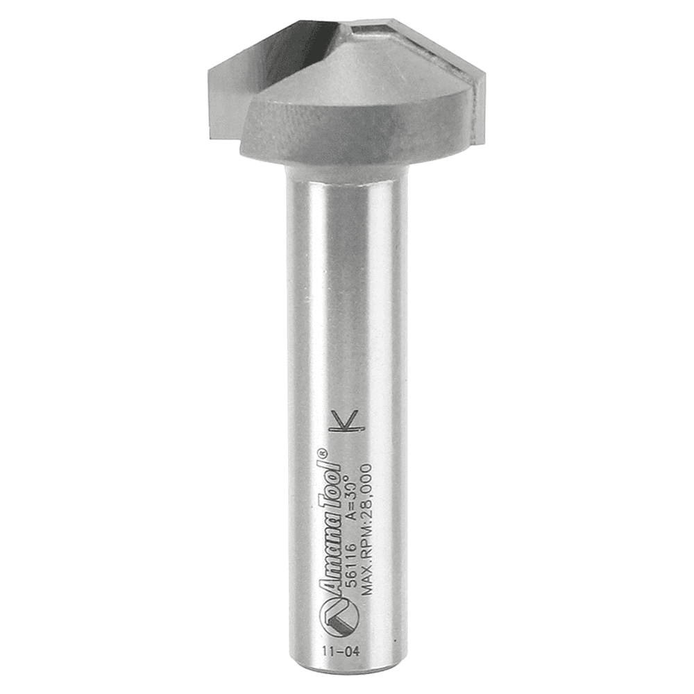 1-1/8" Dia x 1/2" Carbide Tipped Plunging Raised Panel Bit, Style A 30°, 1/2" Shank
